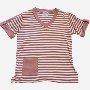 Vintage 1970s The Villager Striped V-Neck Tee Large